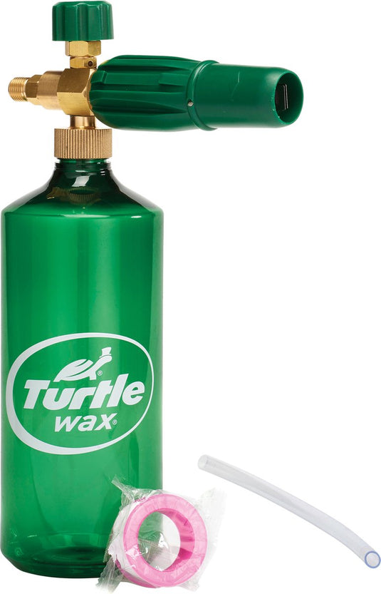 Turtle wax snow foam cannon – voor gebruik met een hogedrukreiniger snow foam shampoo - spuitmond zorgt voor een zeer dikke laag actief schuim - makkelijker en sneller schoonmaken - foam sprayer - reinigingspistool