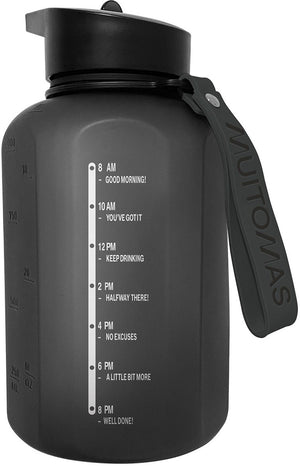 Muitomas sportfles – grote inhoud - 1200ml - siliconen tuit - geïntegreerd handvat - zwart