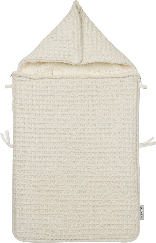 Meyco baby wafel teddy voetenzak - nature - 40x82cm