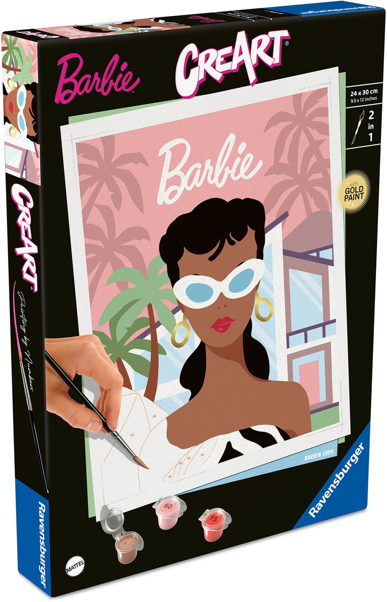 Load image into Gallery viewer, Ravensburger schilderen op nummer barbie 1959 creatief pakket volwassenen.
