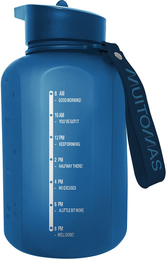 Muitomas sportfles – grote inhoud - 1200ml - siliconen tuit - geïntegreerd handvat - blauw