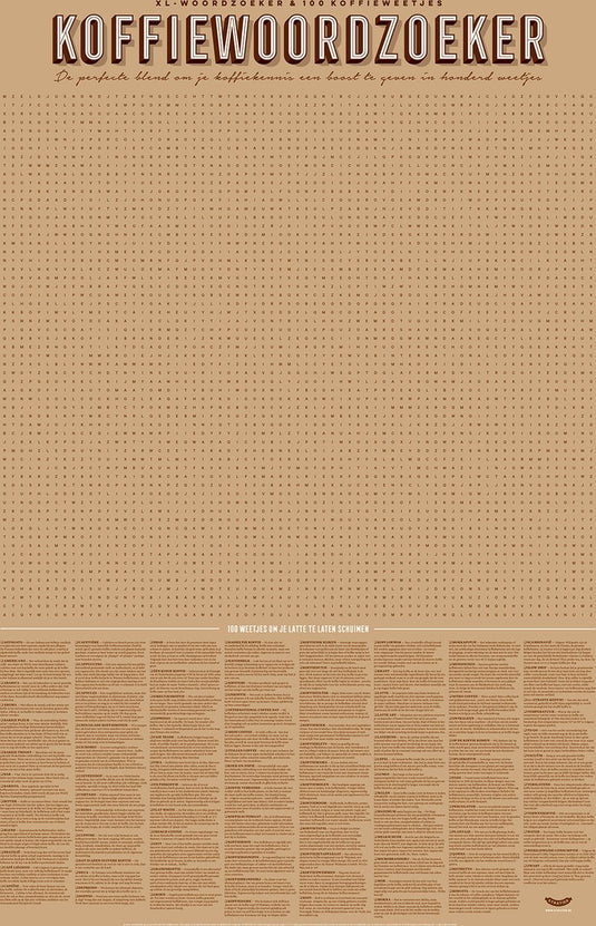 Stratier xl spelposter - koffiewoordzoeker - 100 weetjes