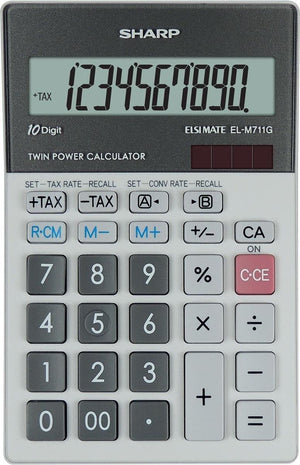 Sharp rekenmachine - grijs - 10 digit - 1x lr44 batterij