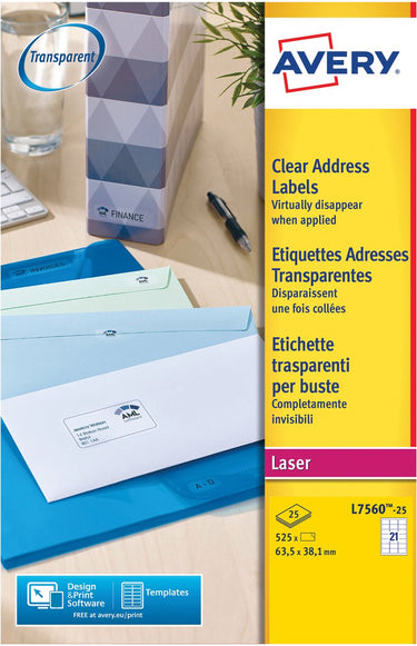 Avery clear address label - laser - l7563
