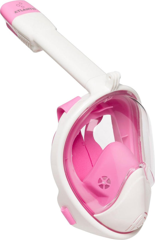 Atlantis snorkelmasker 2.0 - duikbril - snorkel - snorkelset - full face masker - volwassenen - wit roze - s m
