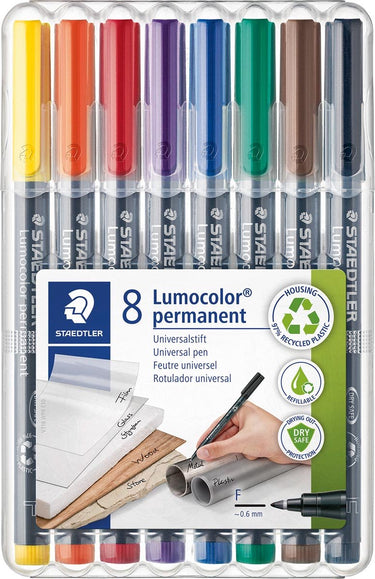 Staedtler lumocolor f permanent pen - box 8 kleuren