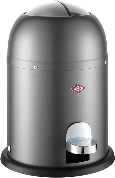 Wesco mini master cosmetica-emmer in de kleur mat grafiet, gepoedercoat staalplaat, inhoud 6 liter, kunststof binnenemmer, voetpedaal