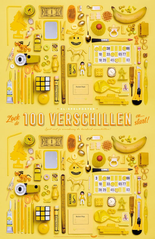 Stratier xl spelposter - zoek 100 verschillen (geel)