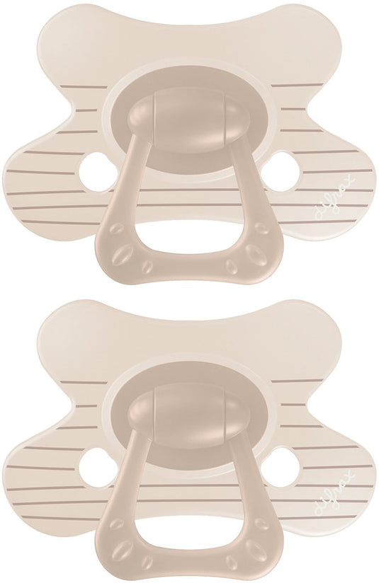 Difrax fopspeen natural - 6 tot 12 maanden - bruine strepen - 2 stuks