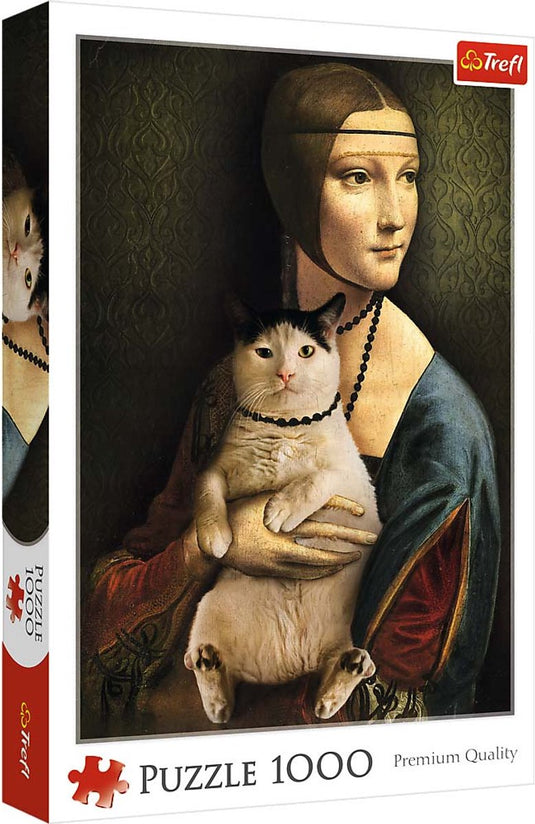 Trefl legpuzzel 1000 stukjes lady with a cat puzzel volwassenen.