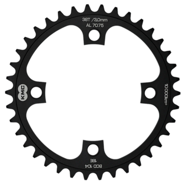 KMC tandwiel 38T, aluminium 1 2x1 .BCD 104mm. kettinglijn 3.0mm single speed