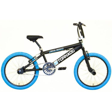 Royal bmx fiets -bugatti tornado freestyle 20 inch - mat zwart met blauwe banden