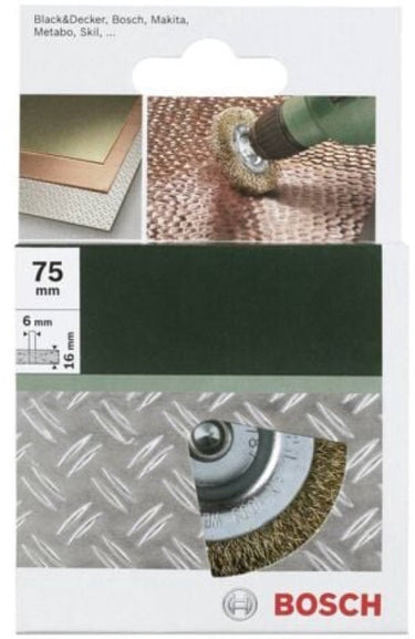 Bosch - schijfborstels voor boormachines - gegolfde draad, vermessingd, 75 mm 75 mm, 0,2 mm, 4500 o.p.m.