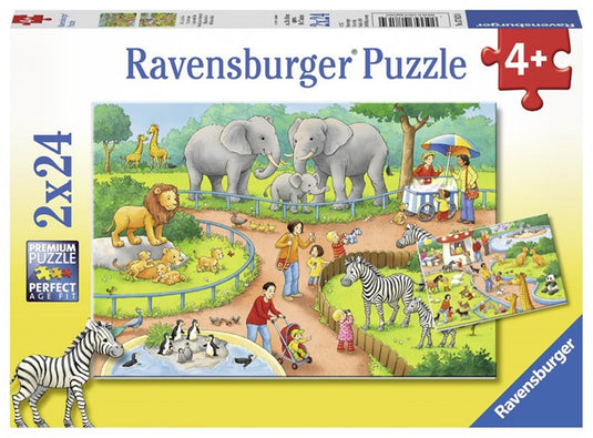 Ravensburger puzzel een dag in de dierentuin - 2x24 stukjes - kinderpuzzel