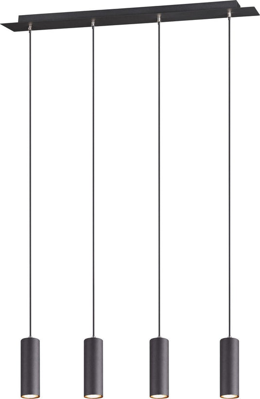 Trio marley - hanglamp - zwart mat - excl. 4x gu10 3w - aanpasbaar in de hoogte