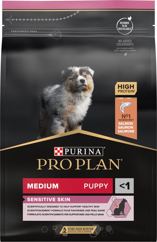 Pro plan puppy medium sensitive skin - honden droogvoer - zalm - 3 kg