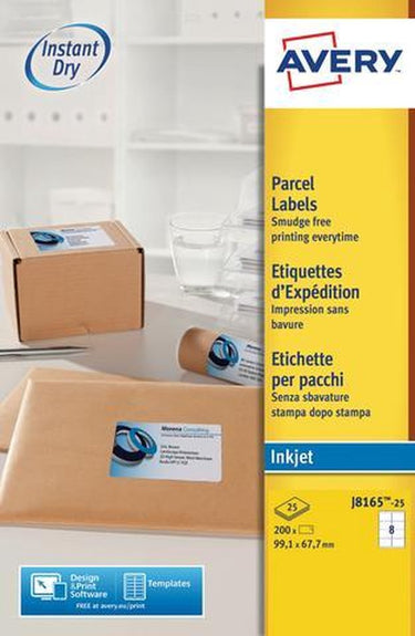 Huismerk avery j8165-25 inkjet etiket 99,1x67,7mm