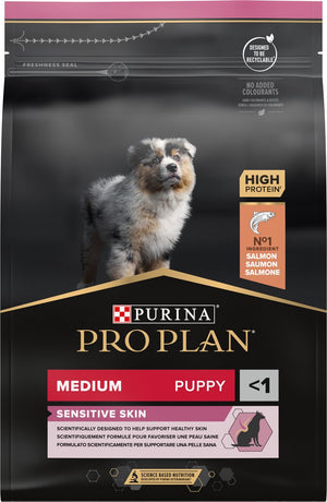 Pro plan puppy medium sensitive skin - honden droogvoer - zalm - 3 kg