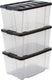 Iris handybox opbergbox - 45l - kunststof - transparant zwart - set van 3