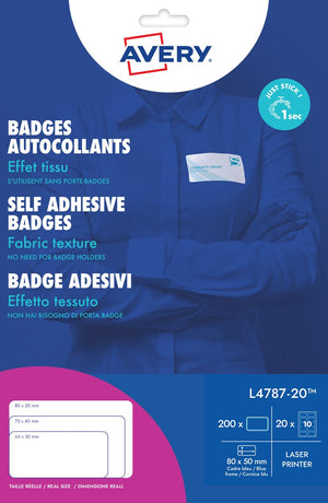 Avery badge etiket 50x80mm np 20 vel 10 etiketten per vel wit blauw