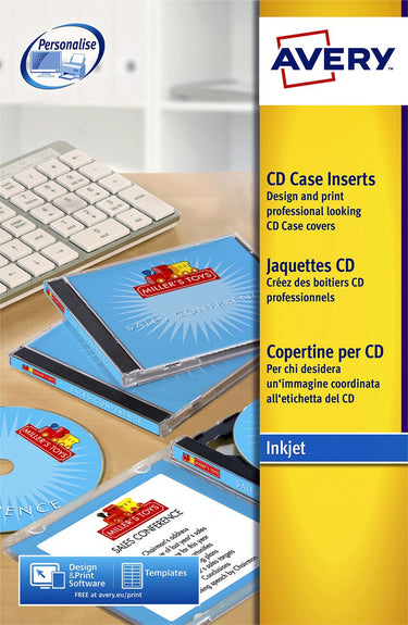 Avery cd-inlegkaarten 151x117mm wit 25 vel 2 kaarten per vel
