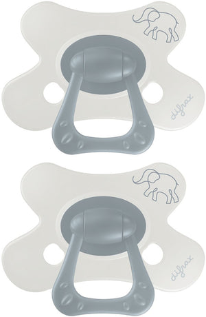 Difrax fopspeen natural - 6 tot 12 maanden - olifant - grijs olifantenprint - 2 stuks