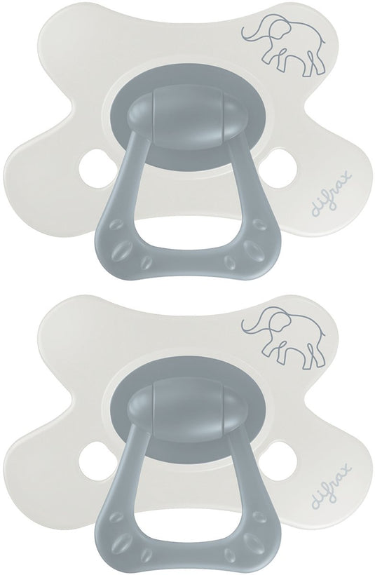 Difrax fopspeen natural - 6 tot 12 maanden - olifant - grijs olifantenprint - 2 stuks
