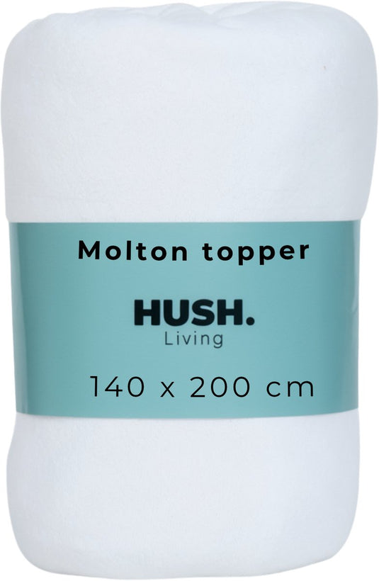 Hush. living hush living molton topperbeschermer - 80%katoen 20%polyester - uitstekende vochtopname - vormvast - comfort en duurzame bescherming - 140x200+15cm