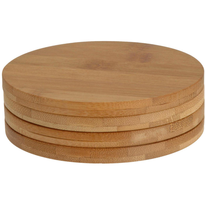 Load image into Gallery viewer, Excellent houseware housware ronde bamboe onderzetters 6.5 cm 4 stuks
