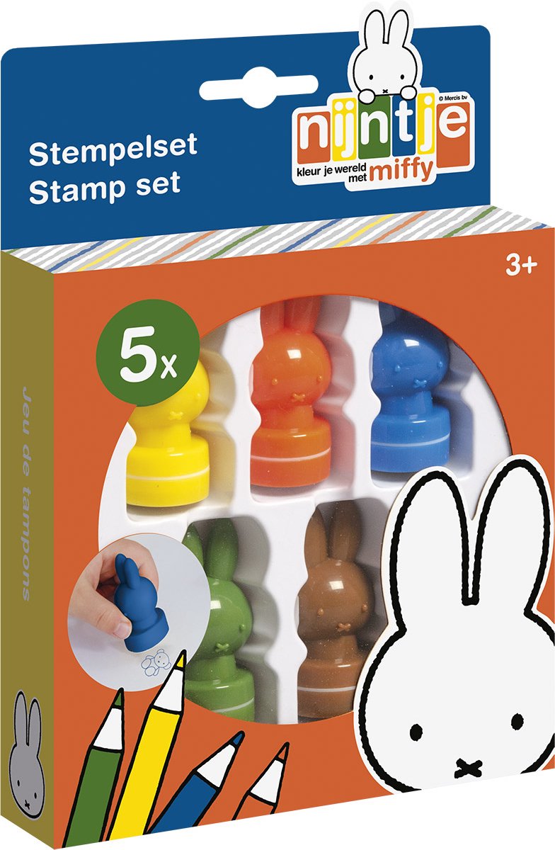Load image into Gallery viewer, Totum nijntje stempels, 5 stuks zelf inktend, stempelen, stempelset - creatief peuter kleuter speelgoed - vanaf 3 jaar - bambolino toys knutselen junior
