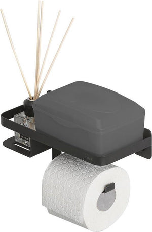 Tiger caddy - toiletrolhouder met plankje - wc rolhouder met plankje - 24 cm - zwart
