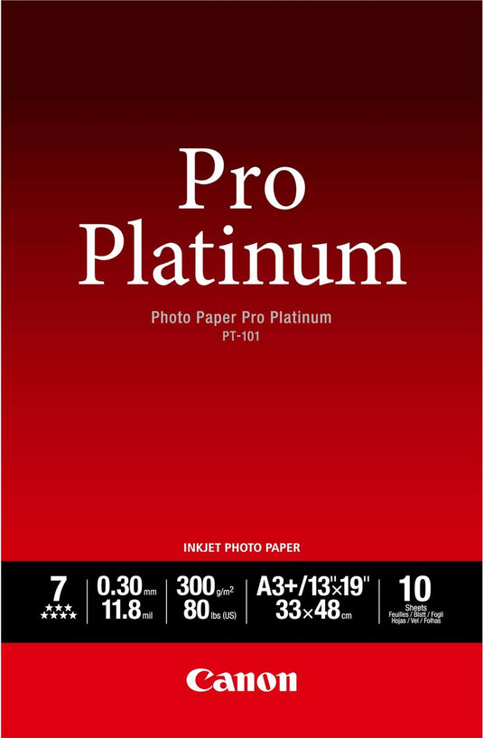 Canon pt-101 pro platinum fotopapier - a3 10 vellen