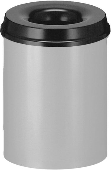 V-part vlamdovende prullenbak papierbak - 15l - aluminium zwart