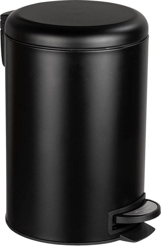 Wenko pedaalemmer leman easy-close 12 liter mat zwart - easy close deksel - afvalemmer - prullenbak - afvalbak - vuilbak - vuilnisbak