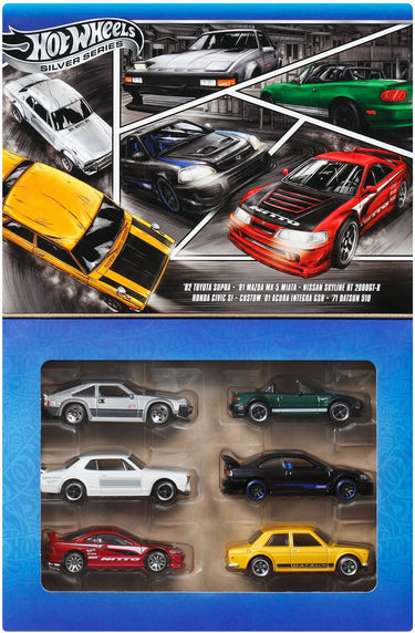Hot wheels metalen speelgoedauto's, schaal 1:64, set van 6 japanse voertuigen (stijlen kunnen variëren)