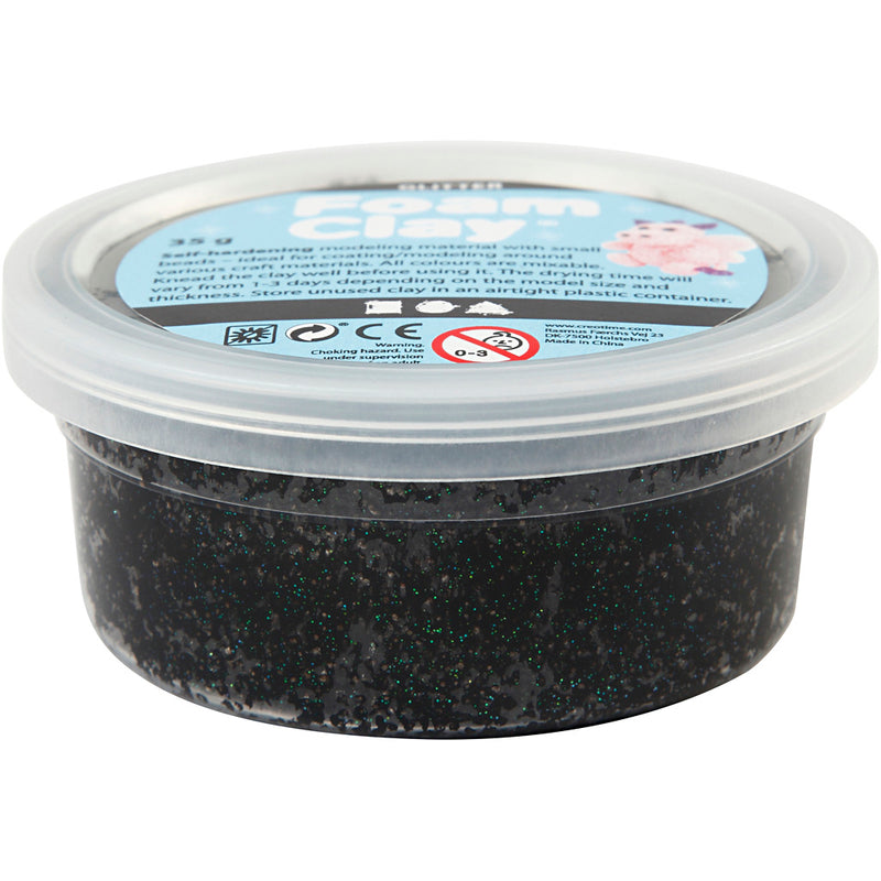 Afbeelding laden in galerijviewer, Https: www.cchobby.nl foam-clayr-zwart-glitter-35-gr-1-doosje
