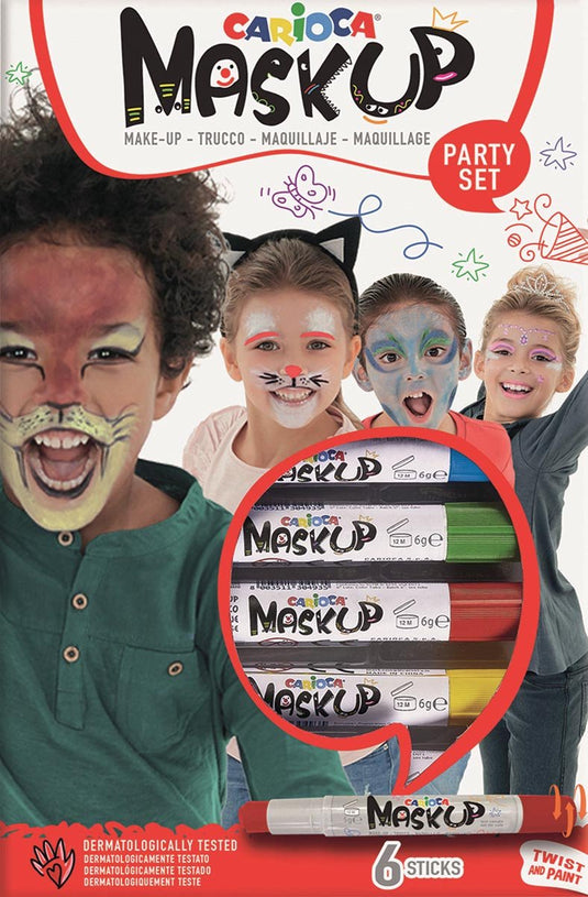 Carioca mask up party schminkstiften - 6 kleuren (kleuren nog aanvullen) - kindergrime - uitwasbaar