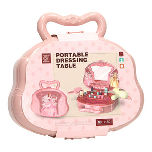 Beautycase kaptafel roze in speelkoffer