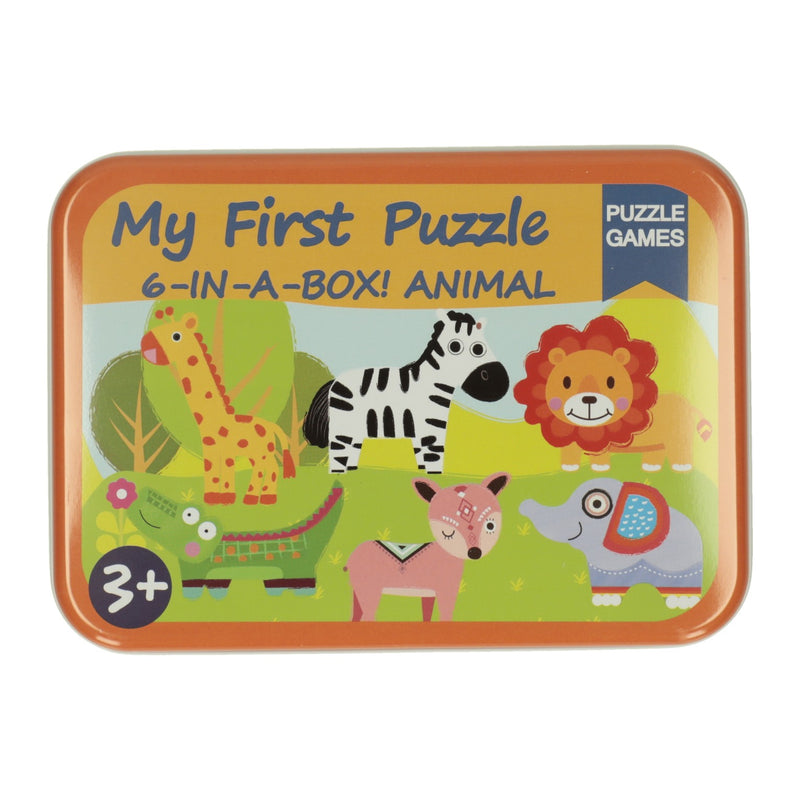Load image into Gallery viewer, Lobbes speelgoed bv mijn eerste 6 puzzels in blik - wilde dieren
