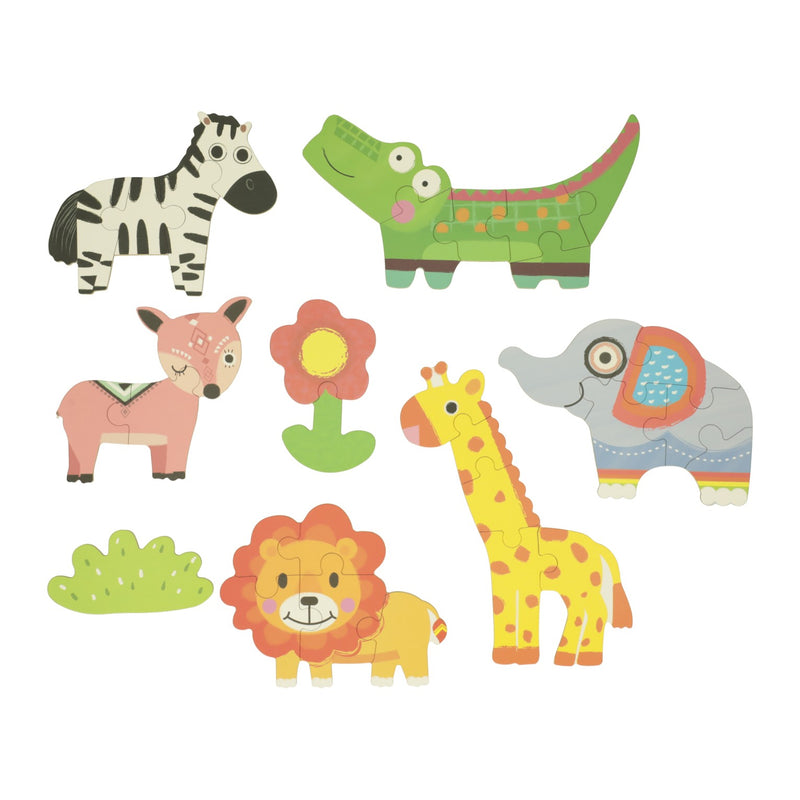 Load image into Gallery viewer, Lobbes speelgoed bv mijn eerste 6 puzzels in blik - wilde dieren
