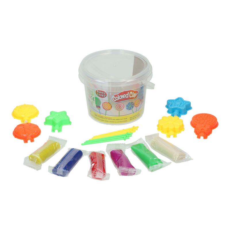 Load image into Gallery viewer, Kleiset in opbergbox lolly's maken - 6 kleuren klei
