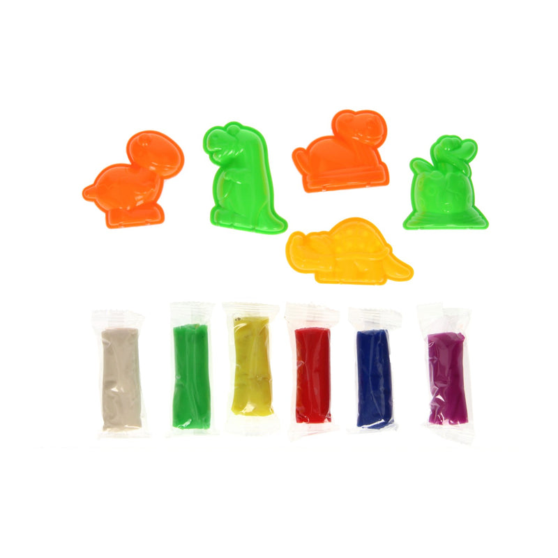 Load image into Gallery viewer, Kleiset in opbergbox dino vormen - 6 kleuren klei

