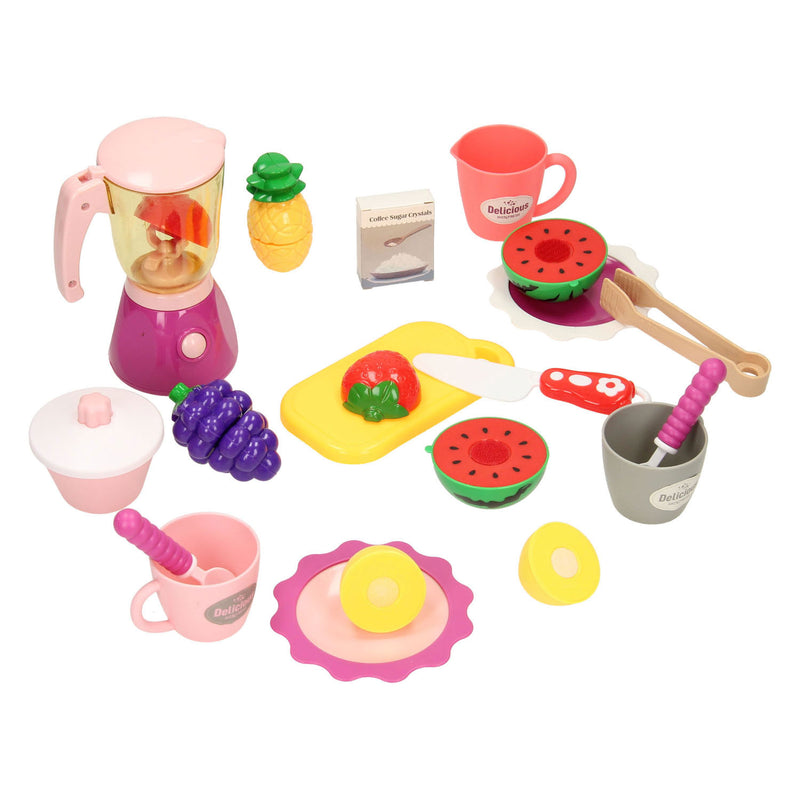 Load image into Gallery viewer, Juice shop speelgoed speelset met blender - kleurrijke kinderkeuken.
