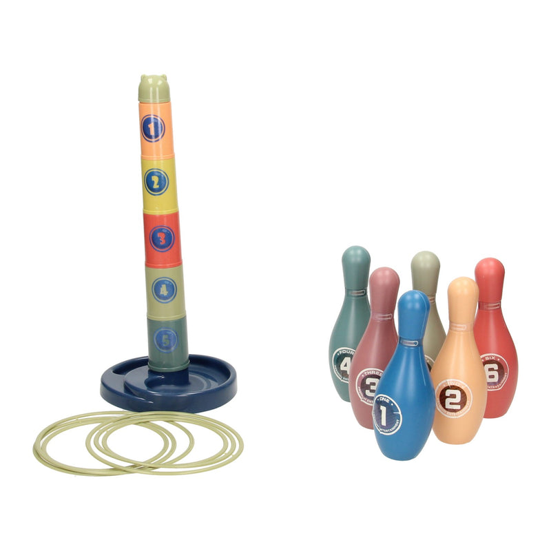 Load image into Gallery viewer, Stapeltoren, ringwerpen en bowling 3in1
