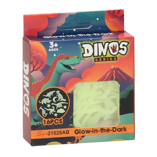 Glow in the dark dino's, 16dlg.