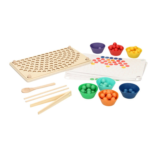 Lobbes regenboog cup ballenspel houten kleurenspel voor kinderen educatief.