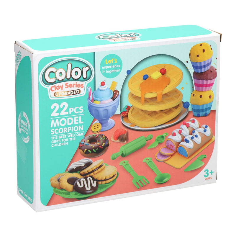 Afbeelding laden in galerijviewer, Bakken kleiset - 6 kleuren klei - 22dlg.
