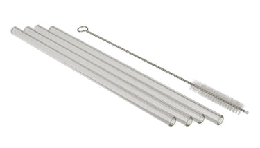 Ootb glazen drinkrietjes 4 stuks 20cm met borstel
