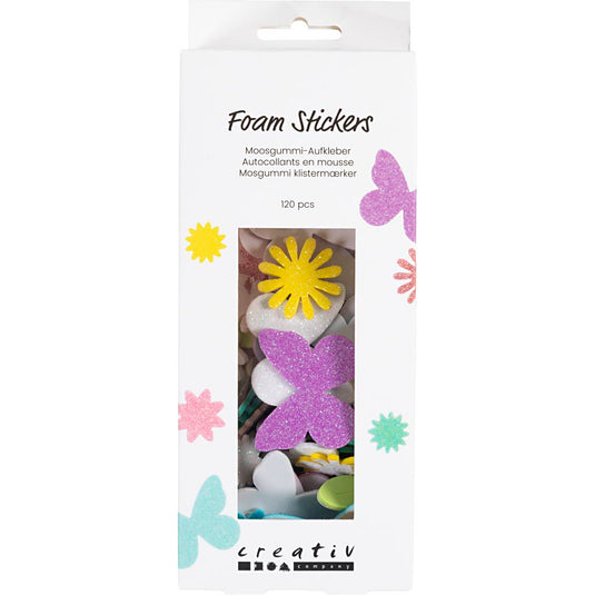 Creativ company https: www.cchobby.nl foam-stickers-vlinder-bloem-blad-zelfklevend-afm-9-43-mm-pastelkleuren-120-stuk-1-doos