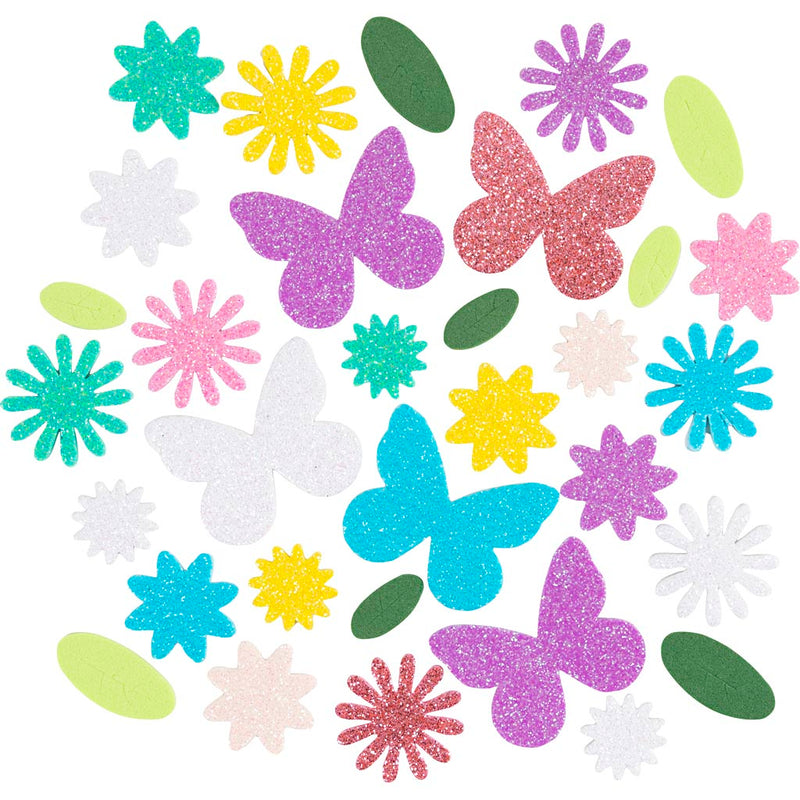 Load image into Gallery viewer, Creativ company https: www.cchobby.nl foam-stickers-vlinder-bloem-blad-zelfklevend-afm-9-43-mm-pastelkleuren-120-stuk-1-doos
